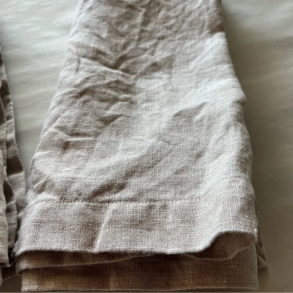 Unbranded Set of Two Oatmeal Tan Linen Napkins